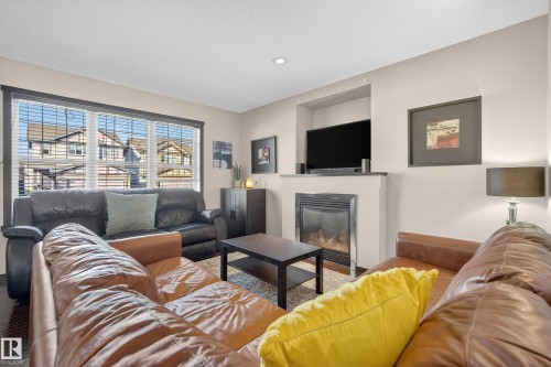 3623 13 Street, Edmonton, AB - Indoor Photo Showing Living Room With Fireplace