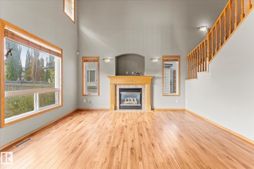 121 Castle Drive, Edmonton, AB - Indoor Photo Showing Living Room With Fireplace
