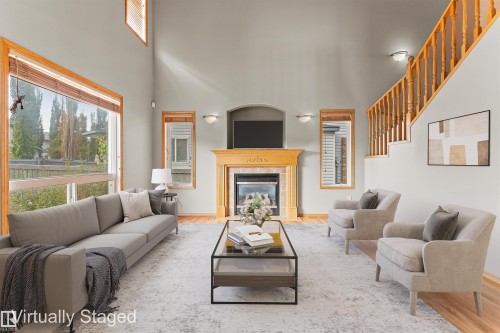 121 Castle Drive, Edmonton, AB - Indoor Photo Showing Living Room With Fireplace