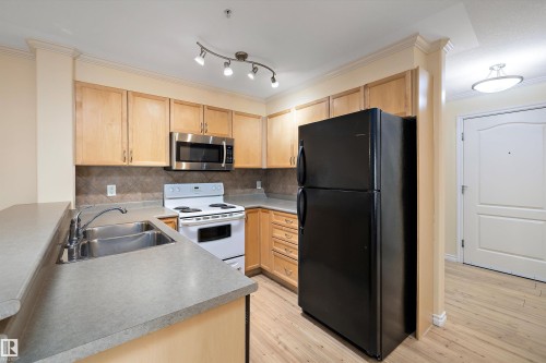 308 9938 104 Street, Edmonton, AB - Indoor Photo Showing Kitchen With Double Sink