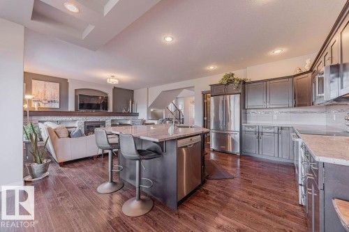 1019 Coopers Hawk Link, Edmonton, AB - Indoor Photo Showing Kitchen With Stainless Steel Kitchen With Upgraded Kitchen