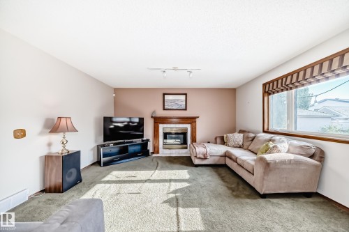 15815 63 Street, Edmonton, AB - Indoor Photo Showing Living Room With Fireplace