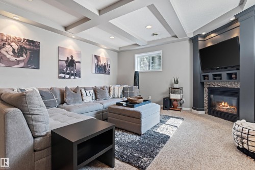 16507 81 Street, Edmonton, AB - Indoor Photo Showing Living Room With Fireplace