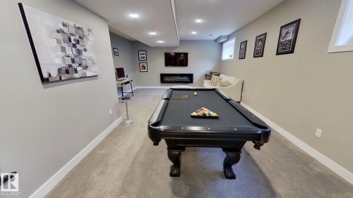 Recreation room featuring billiards, light colored carpet, and recessed lighting - 8809 148 Street, Edmonton, AB - Indoor Photo Showing Other Room