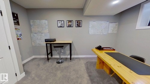 Home office with light colored carpet and baseboards - 8809 148 Street, Edmonton, AB - Indoor Photo Showing Other Room