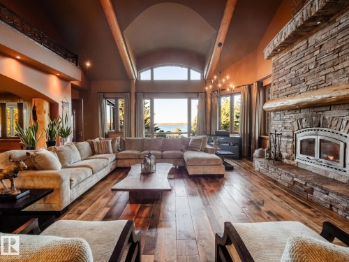 3 Eagle Drive, Rural Bonnyville M.D., AB - Indoor Photo Showing Living Room With Fireplace