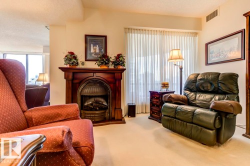1403 11503 100 Avenue, Edmonton, AB - Indoor Photo Showing Living Room With Fireplace