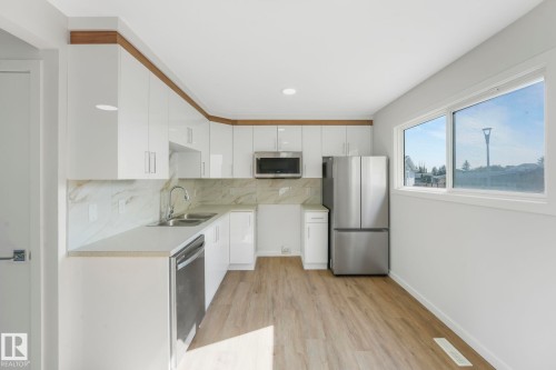 1280 Lakewood Road W, Edmonton, AB - Indoor Photo Showing Kitchen With Stainless Steel Kitchen With Double Sink