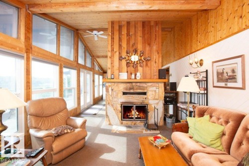 16 Maple Cresent, Rural Westlock County, AB - Indoor Photo Showing Living Room With Fireplace