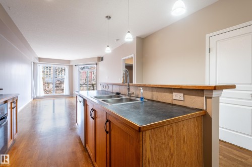 206 10503 98 Avenue, Edmonton, AB - Indoor Photo Showing Kitchen With Double Sink