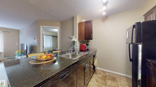 106 5370 Chappelle Road, Edmonton, AB - Indoor Photo Showing Kitchen With Double Sink