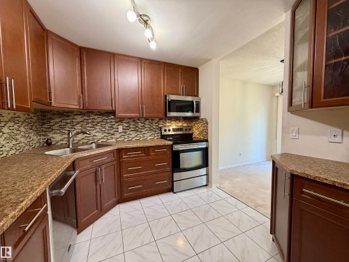 221 Callingwood Place, Edmonton, AB - Indoor Photo Showing Kitchen With Stainless Steel Kitchen With Double Sink