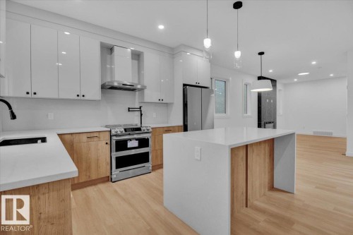 11124 132 Street, Edmonton, AB - Indoor Photo Showing Kitchen With Stainless Steel Kitchen With Upgraded Kitchen