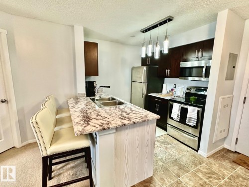219 5370 Chappelle Road, Edmonton, AB - Indoor Photo Showing Kitchen With Double Sink