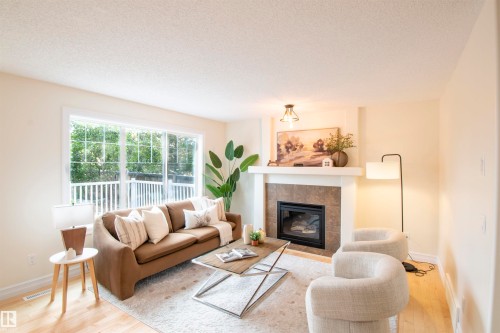 21323 58 Avenue, Edmonton, AB - Indoor Photo Showing Living Room With Fireplace