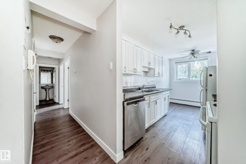 103 6708 90 Avenue Nw, Edmonton, AB - Indoor Photo Showing Kitchen With Double Sink