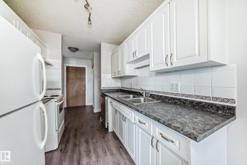 103 6708 90 Avenue Nw, Edmonton, AB - Indoor Photo Showing Kitchen With Double Sink