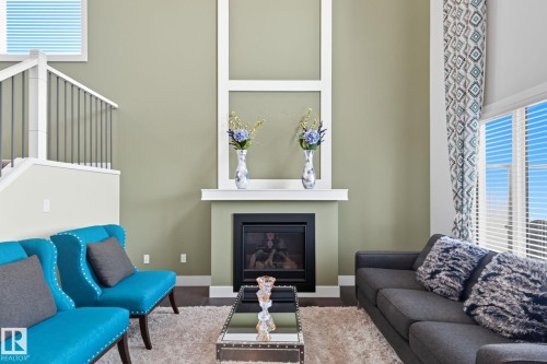 1066 Allendale Crescent, Sherwood Park, AB - Indoor Photo Showing Living Room With Fireplace