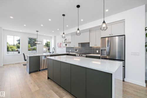 7505 Rowland Road, Edmonton, AB - Indoor Photo Showing Kitchen With Stainless Steel Kitchen With Upgraded Kitchen
