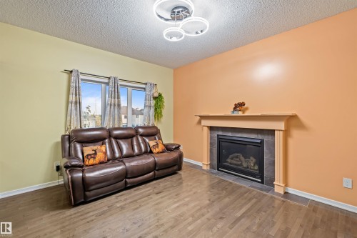 3449 28 Street, Edmonton, AB - Indoor Photo Showing Living Room With Fireplace