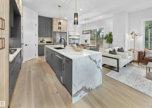6003 107 Street, Edmonton, AB - Indoor Photo Showing Kitchen With Upgraded Kitchen