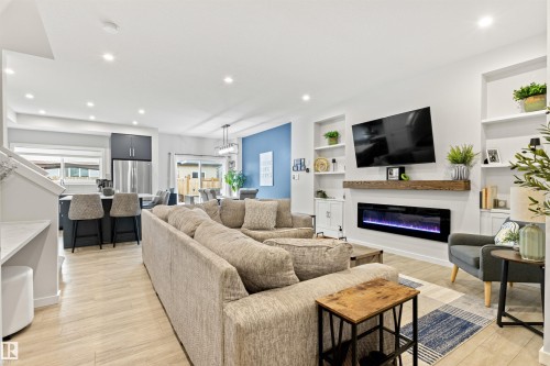 446 Roberts Crescent, Leduc, AB - Indoor Photo Showing Living Room With Fireplace
