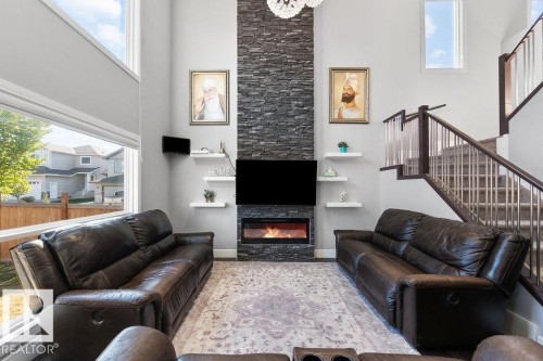 1623 19 Street, Edmonton, AB - Indoor Photo Showing Living Room With Fireplace