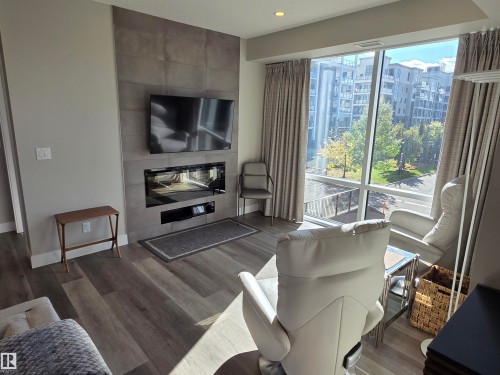542 200 Bellerose Drive, St. Albert, AB - Indoor Photo Showing Living Room With Fireplace
