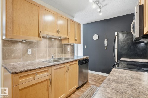 206 6212 180 Street, Edmonton, AB - Indoor Photo Showing Kitchen With Double Sink