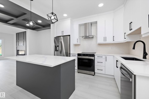 2107 Crossbill Lane, Edmonton, AB - Indoor Photo Showing Kitchen With Stainless Steel Kitchen With Upgraded Kitchen