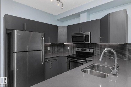 302 10611 117 Street, Edmonton, AB - Indoor Photo Showing Kitchen With Double Sink With Upgraded Kitchen