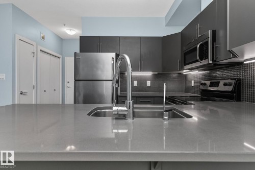 302 10611 117 Street, Edmonton, AB - Indoor Photo Showing Kitchen With Double Sink With Upgraded Kitchen