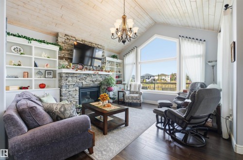 10504 103 Avenue, Morinville, AB - Indoor Photo Showing Living Room With Fireplace