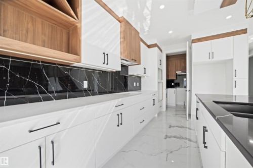 216 33 Street, Edmonton, AB - Indoor Photo Showing Kitchen With Double Sink