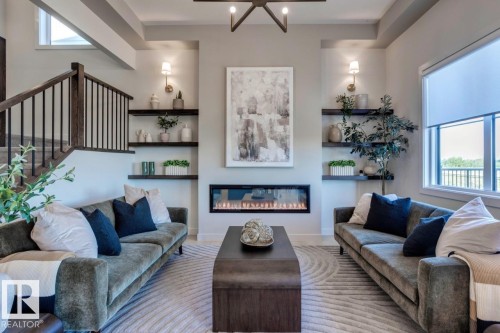 73 Jubilation Drive, St. Albert, AB - Indoor Photo Showing Living Room With Fireplace