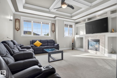 527 Albany Way, Edmonton, AB - Indoor Photo Showing Living Room With Fireplace