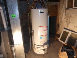Utilities with water heater and heating unit - 