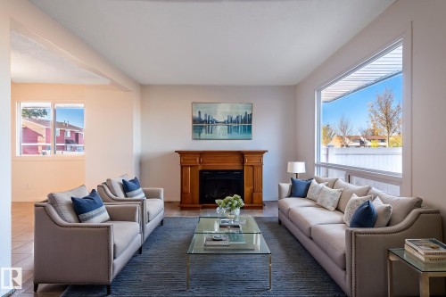 13341 47 Street, Edmonton, AB - Indoor Photo Showing Living Room With Fireplace