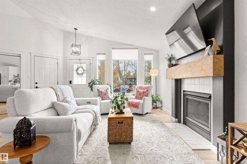 82 Oakridge Drive N, St. Albert, AB - Indoor Photo Showing Living Room With Fireplace