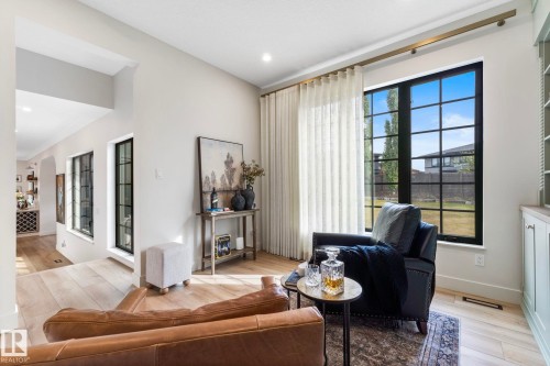 Sitting room featuring light wood-style flooring and recessed lighting - 183 Windermere Drive, Edmonton, AB - Indoor