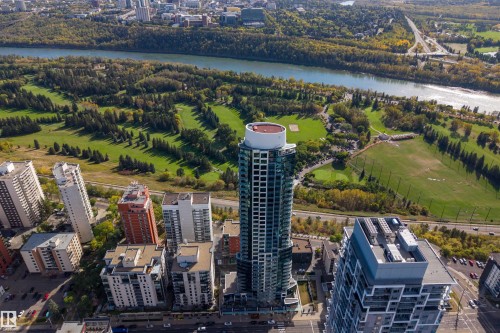 View of urban area featuring a nearby body of water - 3201 11969 Jasper Avenue, Edmonton, AB - Outdoor With Body Of Water With View