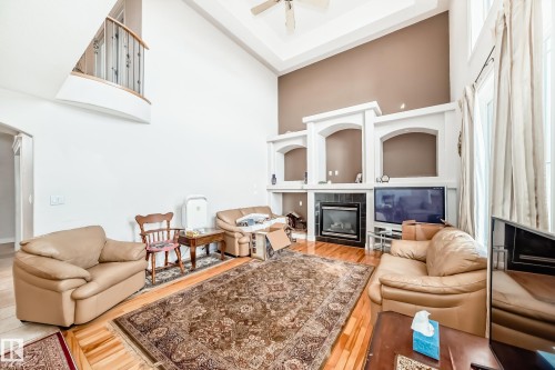 1525 Haswell Close, Edmonton, AB - Indoor Photo Showing Living Room With Fireplace