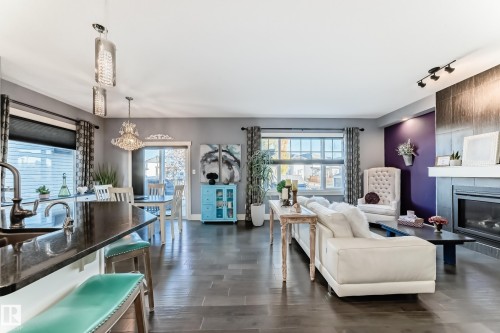 3411 8 Street, Edmonton, AB - Indoor Photo Showing Living Room With Fireplace