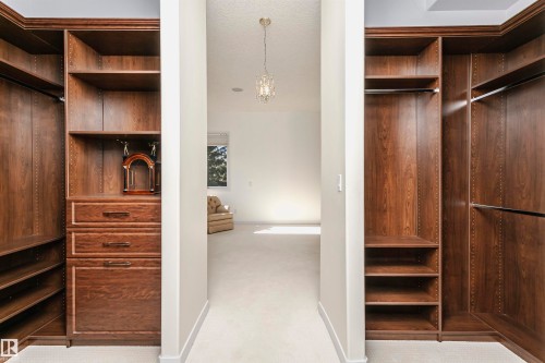 Walk in closet with light carpet and a chandelier - 19103 Ellerslie Road Sw, Edmonton, AB - Indoor Photo Showing Other Room
