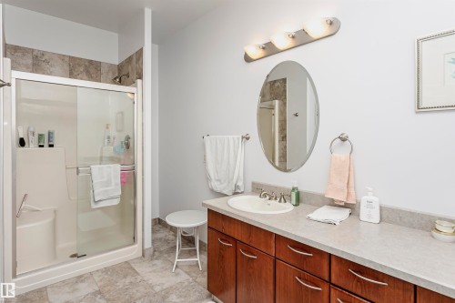 Bathroom with a shower stall and vanity - 19103 Ellerslie Road Sw, Edmonton, AB - Indoor Photo Showing Bathroom
