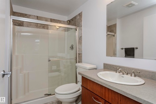 Bathroom with a stall shower and vanity - 19103 Ellerslie Road Sw, Edmonton, AB - Indoor Photo Showing Bathroom