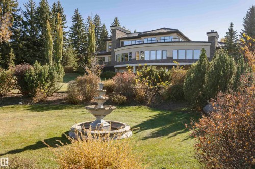 Rear view of house featuring a yard, a chimney, a patio, and a standing seam roof - 19103 Ellerslie Road Sw, Edmonton, AB - Outdoor