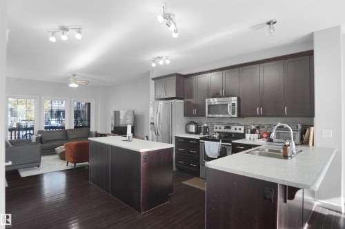 4203 Orchards Drive, Edmonton, AB - Indoor Photo Showing Kitchen With Stainless Steel Kitchen With Double Sink With Upgraded Kitchen