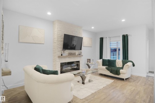 4112 171 Avenue, Edmonton, AB - Indoor Photo Showing Living Room With Fireplace