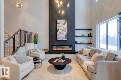 3280 Chernowski Way, Edmonton, AB - Indoor Photo Showing Living Room With Fireplace
